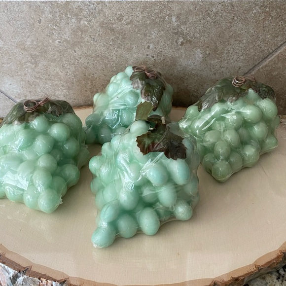 Vintage Paul Hoge Green Grape Candles with Leaves and Vine New in Original Pkg - Picture 10 of 12
